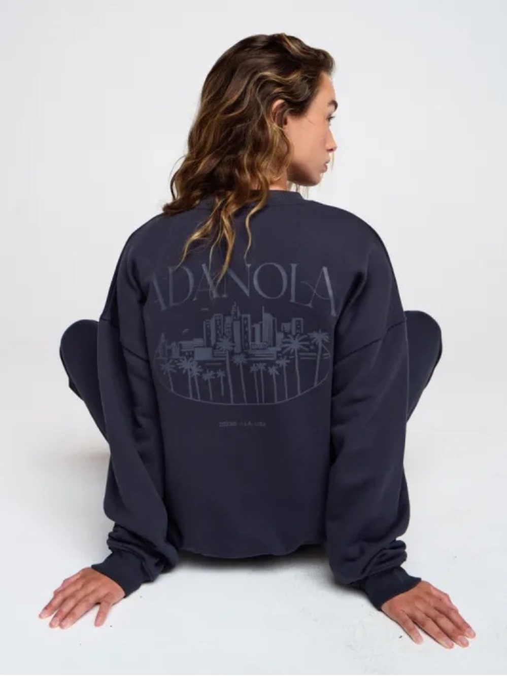 Adanola x Steph Shep Skyline Oversized Sweatshirt Dark Brown Crewneck - Picture 14 of 15